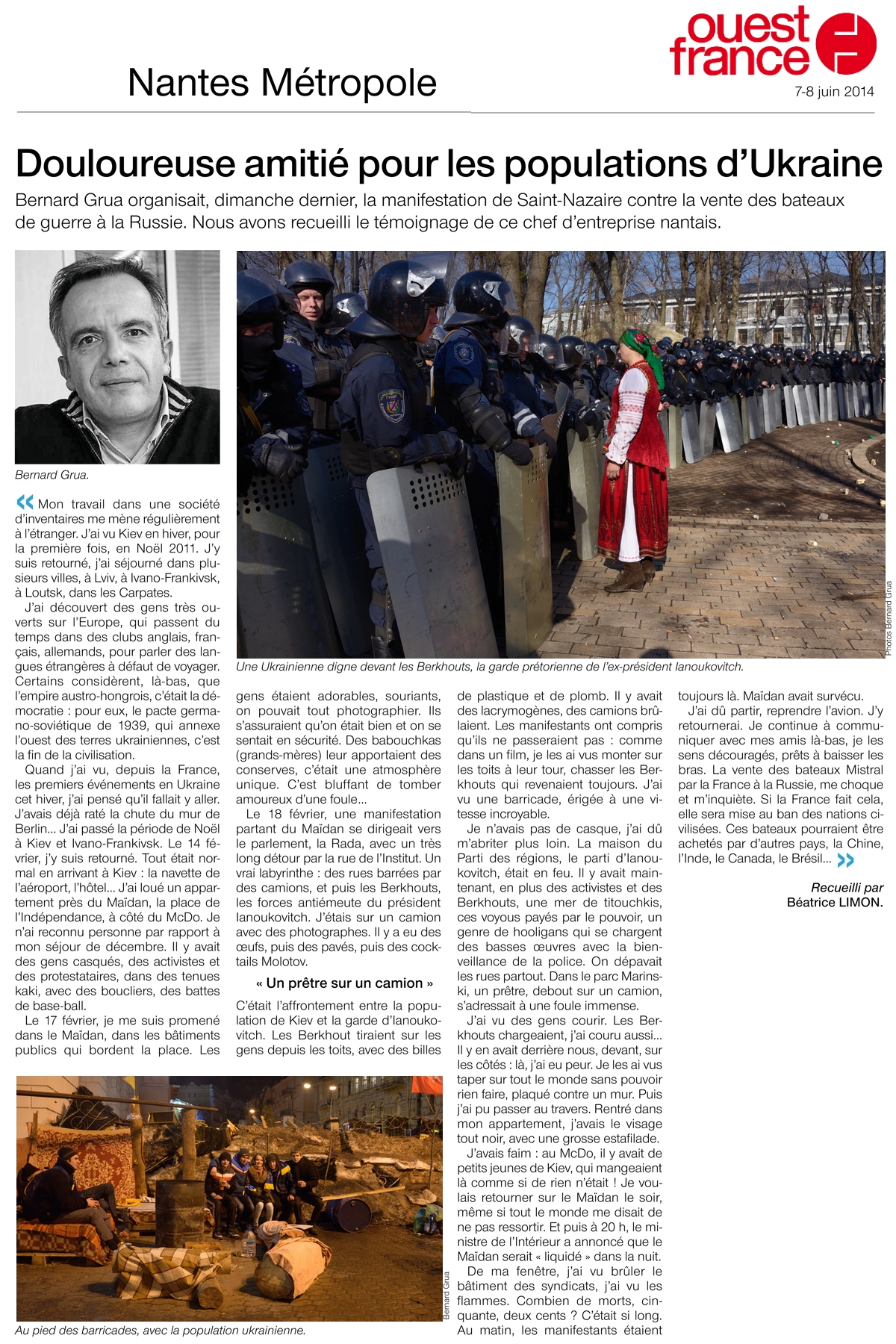 Ouest France Bernard Grua Maidan