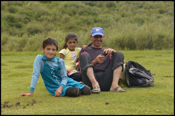 Davlatmir with his beautiful daughters, , Pamir, Tajikistan Tosion, Tusiyan, Tusen, Тусен