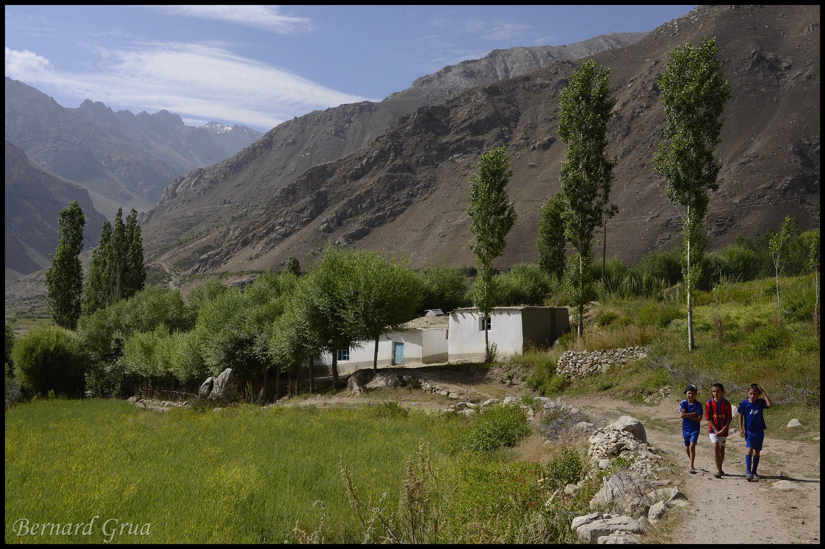 Muiz and friends on yhe top of village