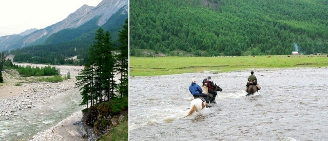 La rivière Irkout en aval de Sorok, été 2008 - Affluent de la rivière Toustouk entre l'estive de Boldoke et Sorok, été 2008 - Photo Bernard Grua