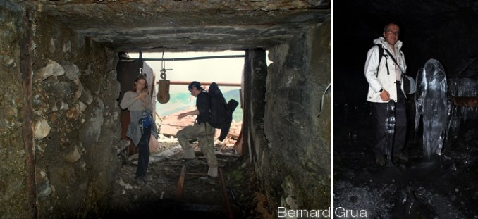Accès à la deuxième galerie. Progressivement l'eau de ruissellement se transforme en stalactites et en stalagmites avant de cesser totalement. Photos Bernard Grua
