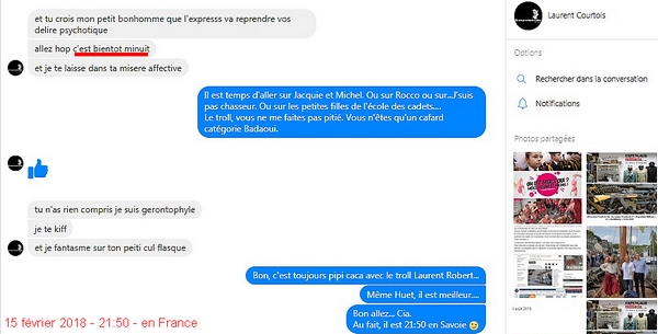 Message de Laurent Courtois minuit