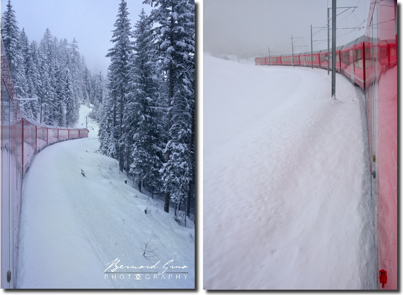 Avant l'arrivée à Bergun/Bravuogn à la fin de l'important dénivelé de la haute vallée de l'Albula , Glacier Express - Bernina Express - Voyage Bernard Grua - Rhätische Bahn, Chemins de fer rhétiques