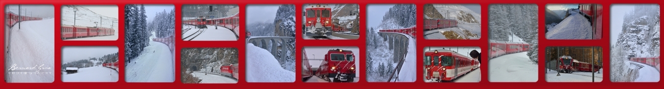 Trains sur l'itinéraire du Bernina Express et du Glacier Express en hiver Bernard Grua