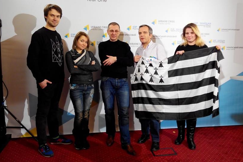 Bernard Grua, décembre 2014, visite à l'Ukraine Crisis Media Center, Kiev, Ukraine