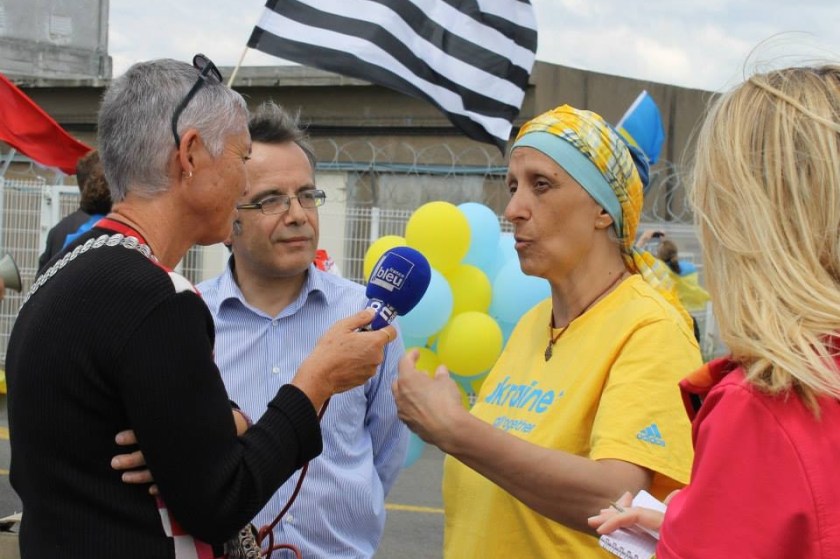Bernard Grua, deuxième manifestation contre la livraison des navires Mistral à Vladimir Poutine. Saint Nazaire 29 juin 2014 - No Mistrals for Putin - Nathalie Pasternak