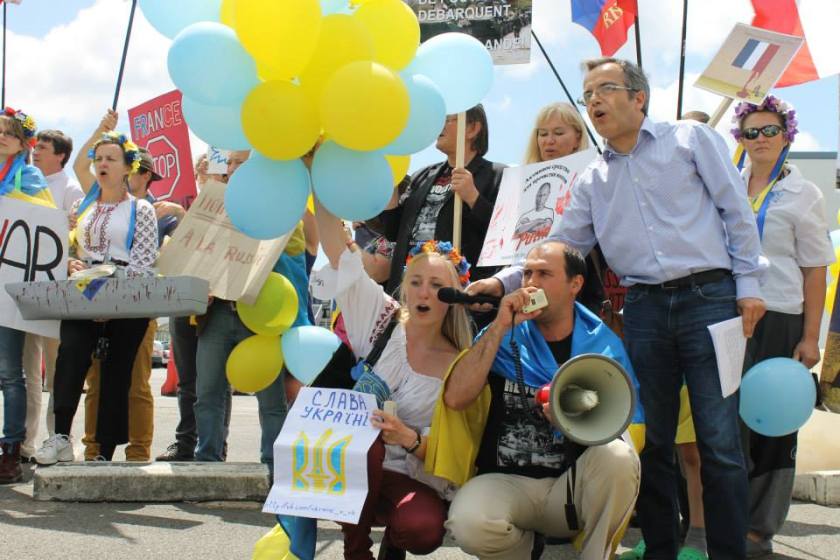 Bernard Grua, deuxième manifestation contre la livraison des navires Mistral à Vladimir Poutine. Saint Nazaire 29 juin 2014 - No Mistrals for Putin - Liza