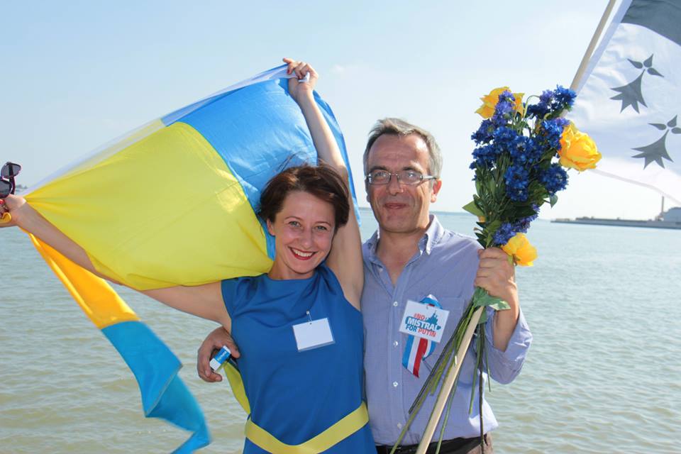 Bernard Grua, quatrième manifestation contre la livraison des navires Mistral à Vladimir Poutine. Saint Nazaire 7 septembre 2014 - No Mistrals for Putin - Défilé - Ludmila