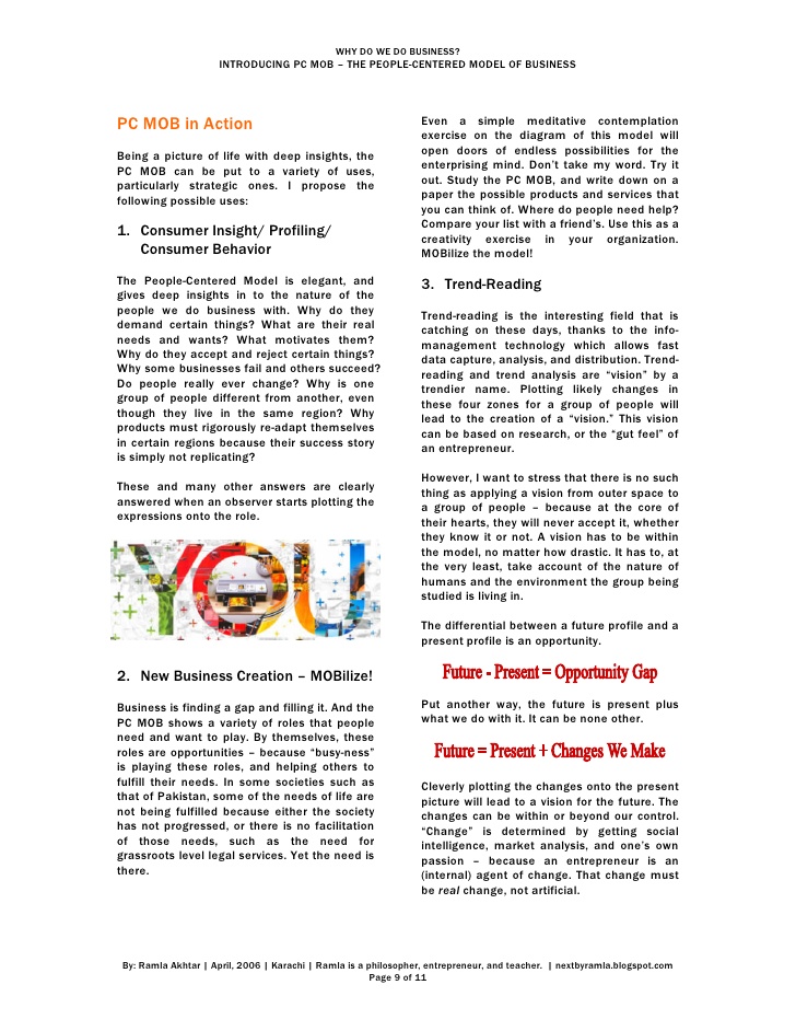 Ramla Akhtar - WHY DO WE DO BUSINESS?
INTRODUCING PC MOB – THE PEOPLE-CENTERED MODEL OF BUSINESS 9