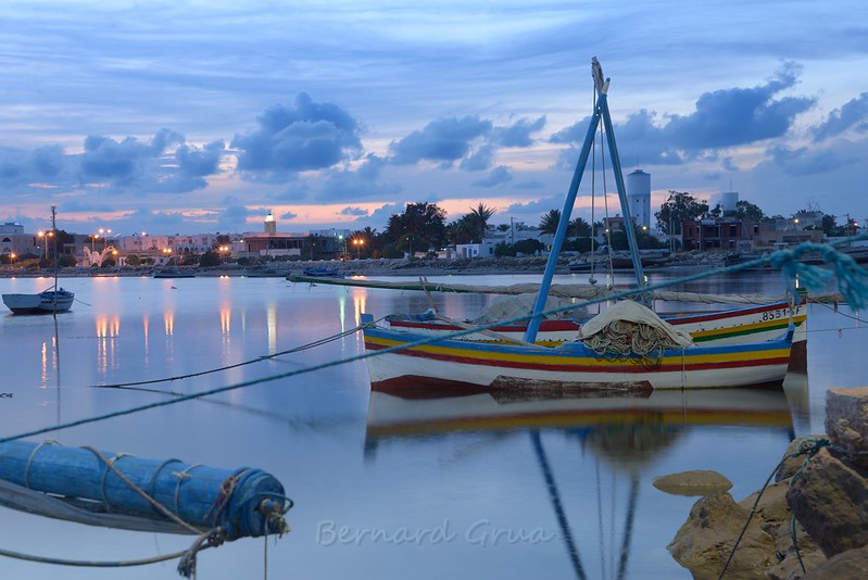 Bernard Grua, heure bleue, blue hour, Kerkennah, Tunisie