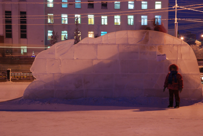 Bernard Grua, heure bleue, blue hour, Iakoutsk, Sibérie Russie