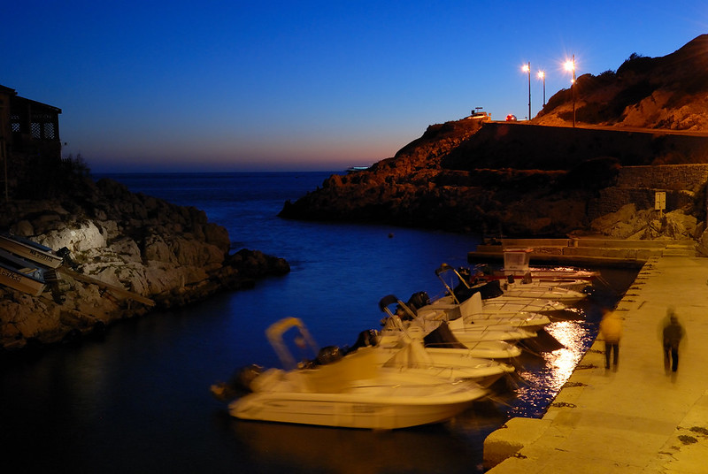 Bernard Grua, heure bleue, blue hour, France, Callelongue, Marseille