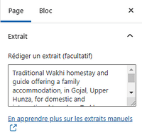 Description d'un article dans l'extrait WordPress