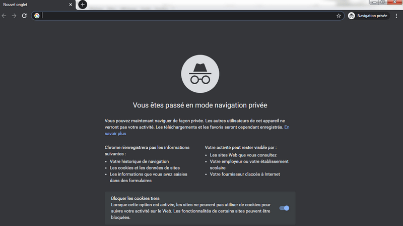 Navigation en mode privé sur le moteur de recherche Google