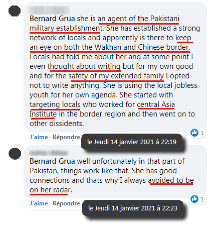 Ramla Akhtar serait une sorte d'informateur, partie prenante d'un système de domination. En France, on dirait trivialement un "indic", un "mouchard" ou une "balance". Ceci expliquerait les protections particulières dont elle bénéficie. Lesquelles lui autoriseraient toute sorte de propos au sujet de la minorité contre laquelle elle est mandatée. Son discours à forte teneur islamiste et xénophobe est, de plus, en phase avec l'idéologie développée par Imran Khan. Ramla Akhtar se méfie seulement de la police de la région qui est, pour l'instant, composée de personnel local.