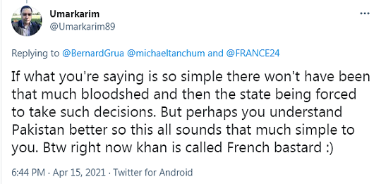 Pakistan Tlp French carrier