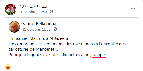 Post public sur page Facebook Personnalité Publique @Zbelhareth