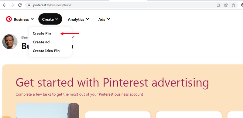 Pinterest, création d'une épingle