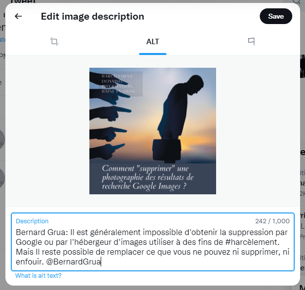 Bernard Grua, renseignement du "Alt Text"