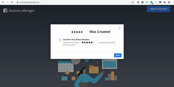 Compte Business créé, capture par Bernard Grua