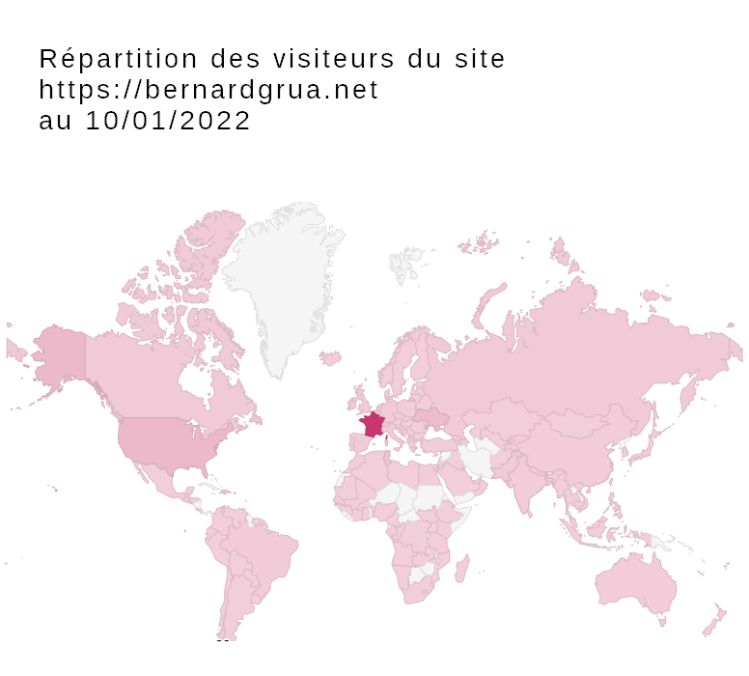 Répartition géographique des visiteurs de bernardgrua.net