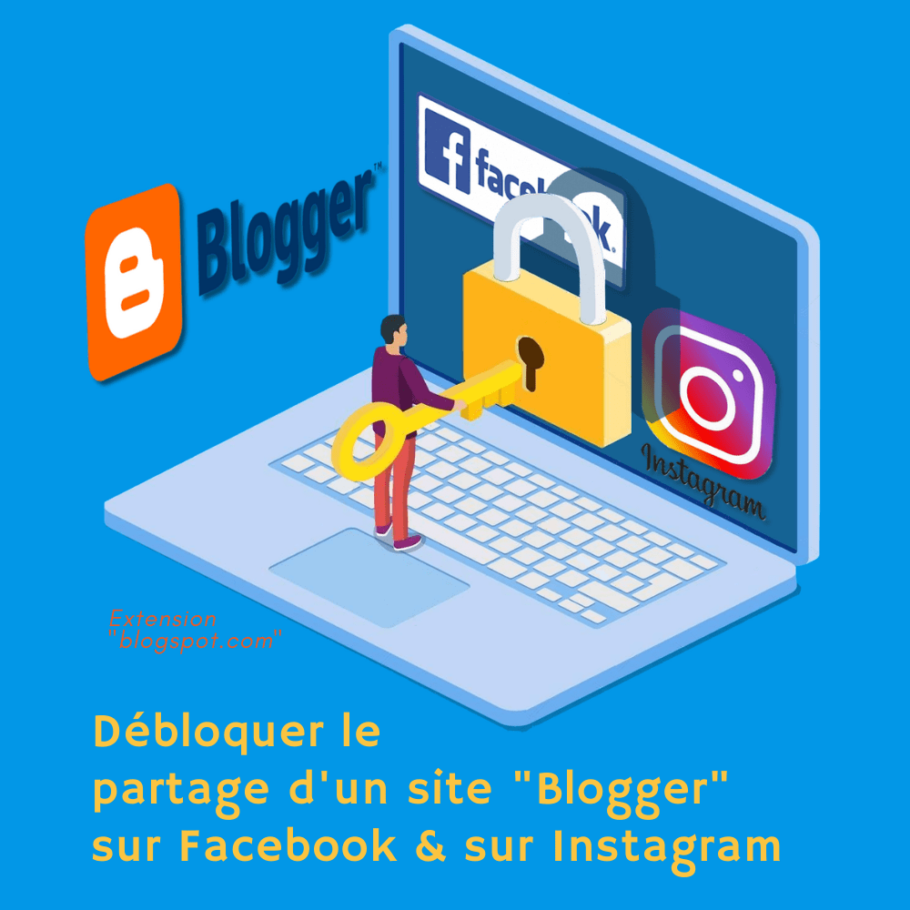 Pin Partage Blogger Blogspot sur Facebook et Instagram. Article de Bernard Grua. Carré pour Twitter