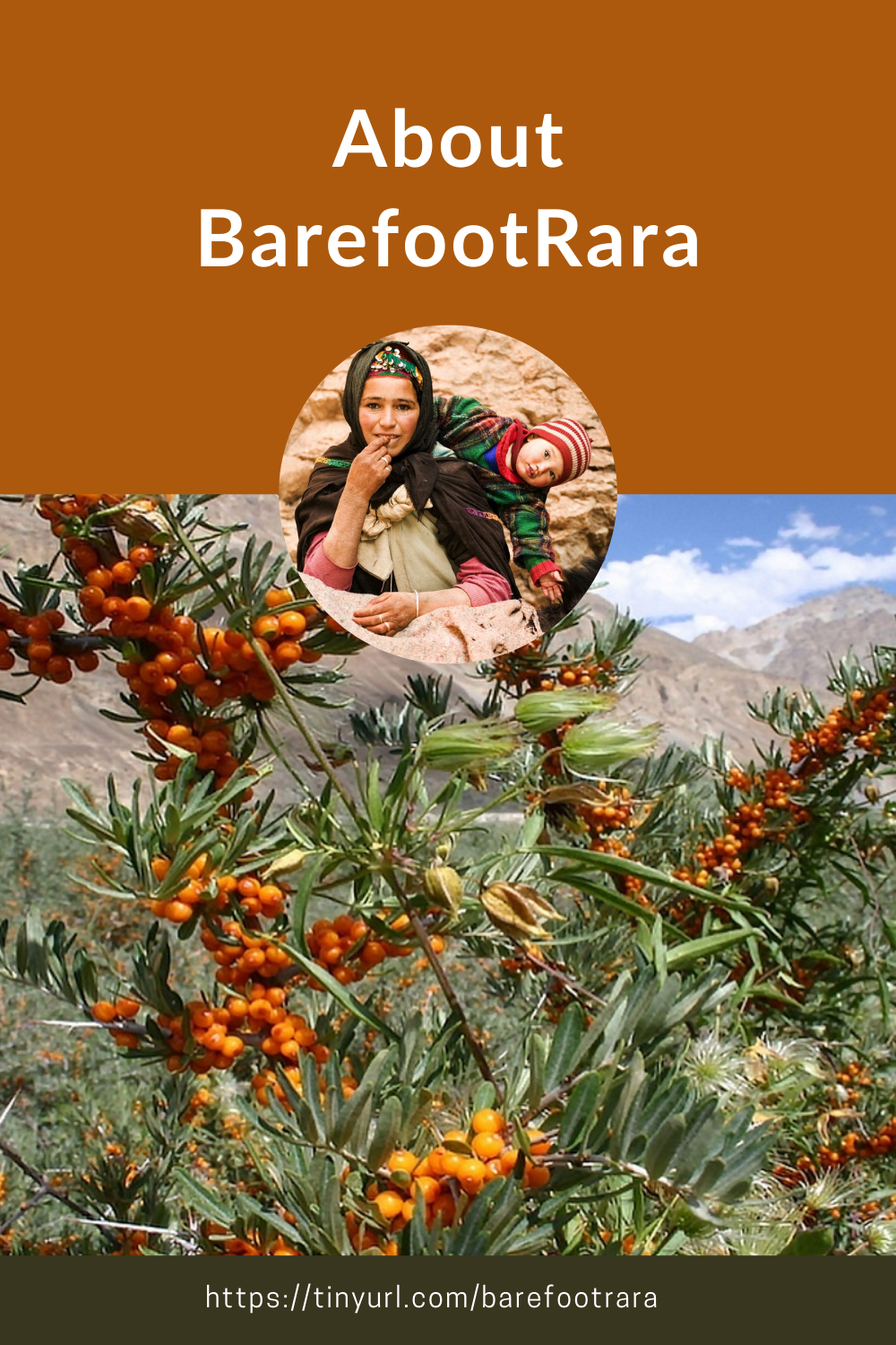 @BarefootRara website, pin for the section "About BarefootRara"
