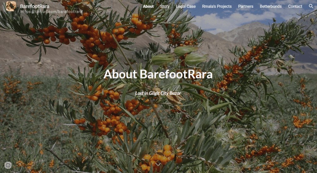 @BarefootRara website, cover for the section "About BarefootRara"