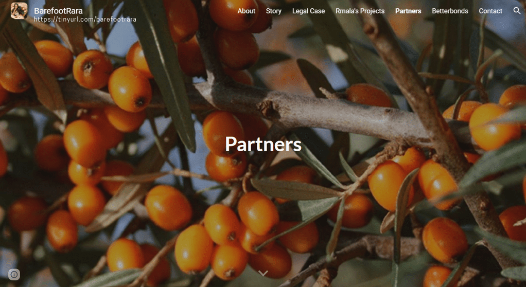 @BarefootRara website, cover for the section "Partners"