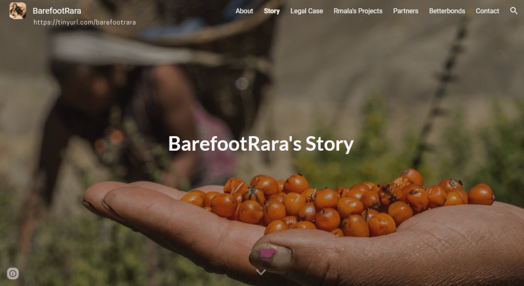 @BarefootRara website, cover for the section "BarefootRara's story"