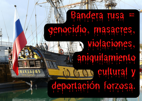 Frigate Shtandart, bloody Russian flag