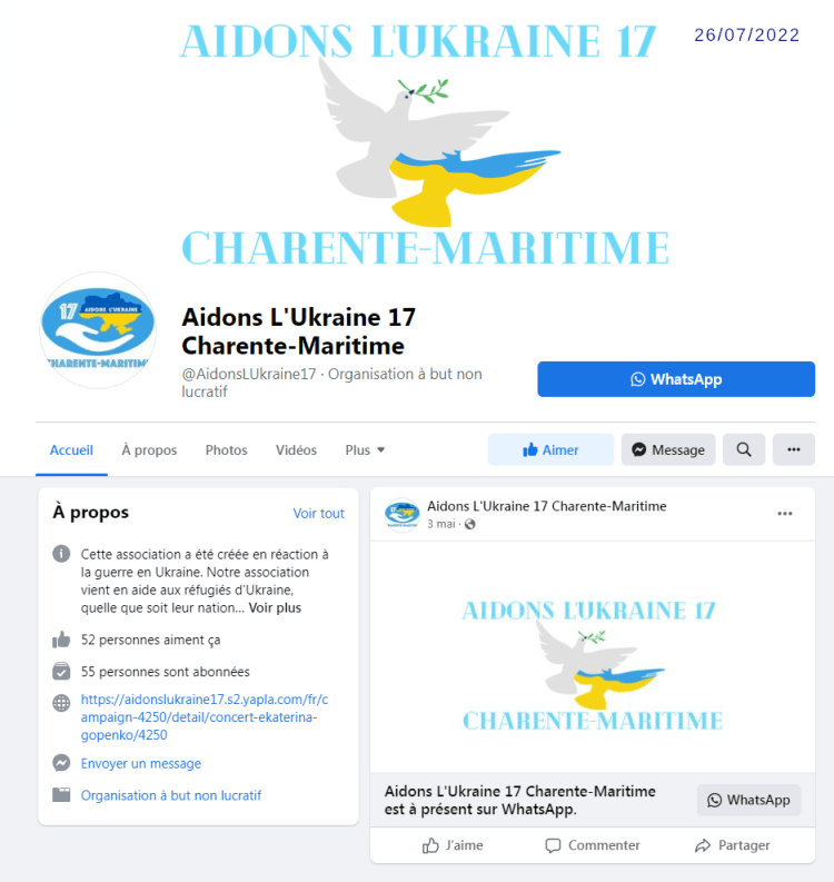 Aidons l'Ukraine 17 - Page Facebook