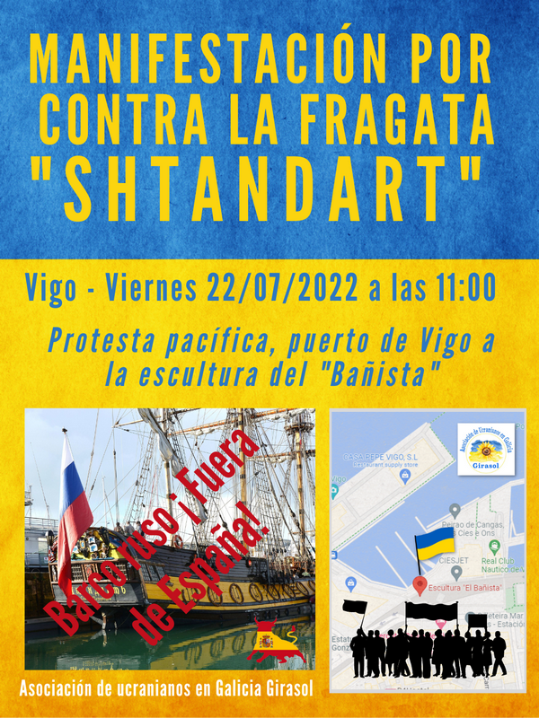 Flyer, manifestation contre la frégate russe "Shtandart" à Vigo
