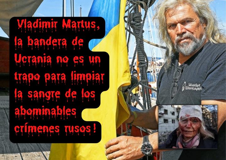 Vigo, Espagne, le 22 juillet 2022, pancarte contre l'usage par Martus du drapeau ukrainien