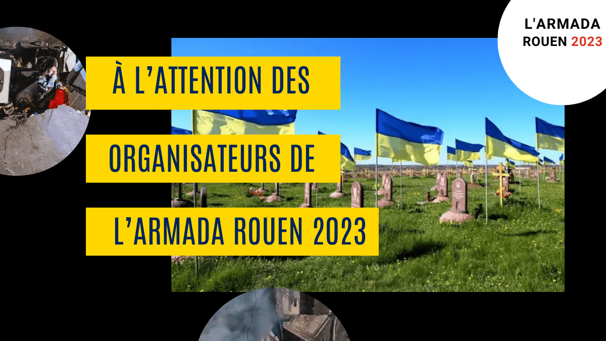 Le navire russe Shtandart à l'Armada Rouen 2023 sous pavillon russe