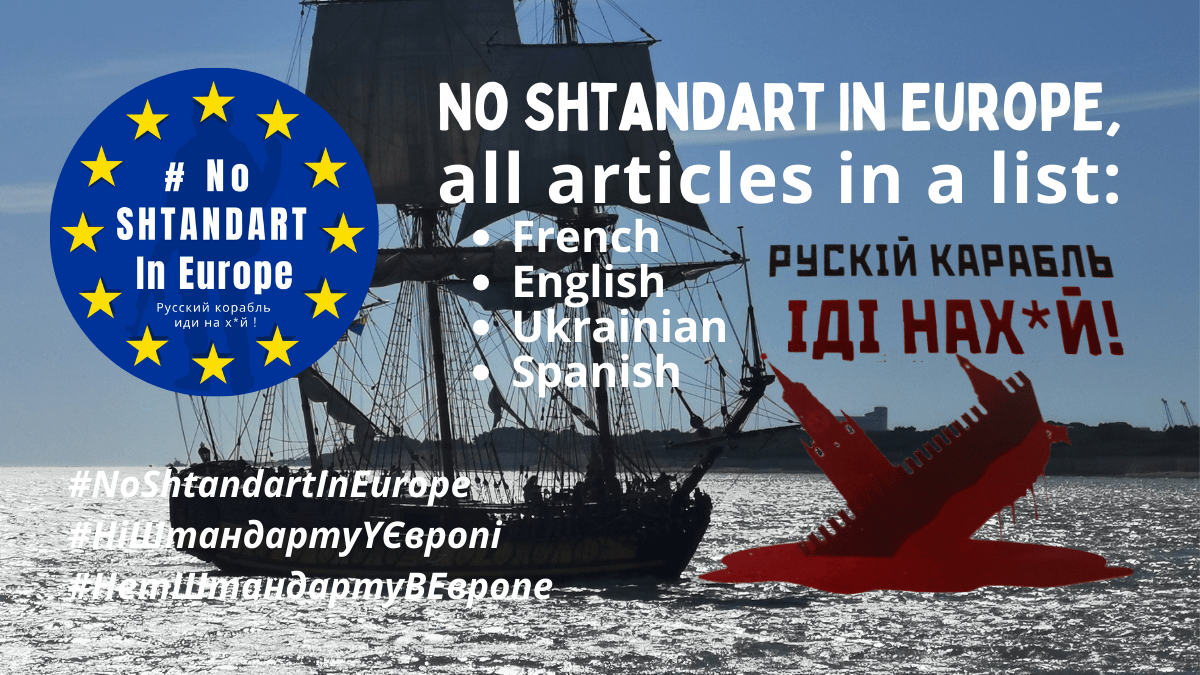 List with all the articles of "No Shtandart In Europe" in French, English, Ukrainian and Spanish