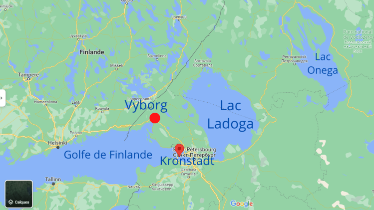 Secteur autorisé au Shtandart en 2007: partie sud des lacs Onega et Ladoga, partie orientale du golfe de Finlande — jusqu’à Kronstadt et jusqu’au port de Vyborg.
