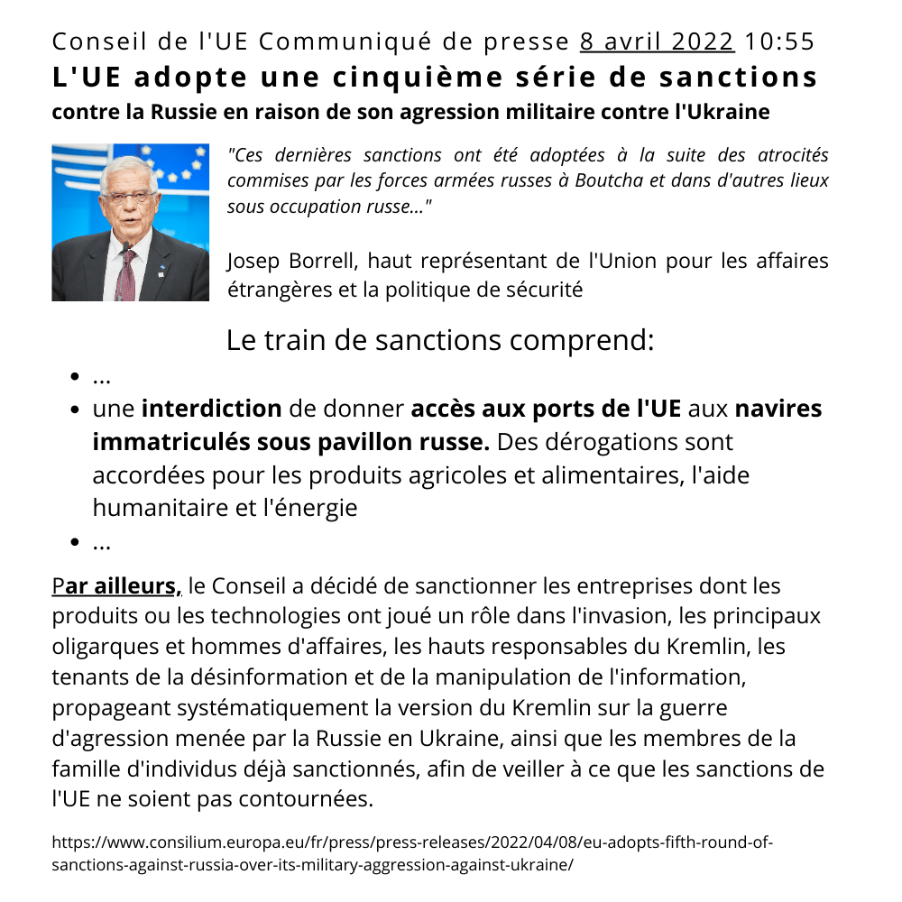 Michel Balique, Amis des Grands Voiliers : cinquieme paquet de sanctions