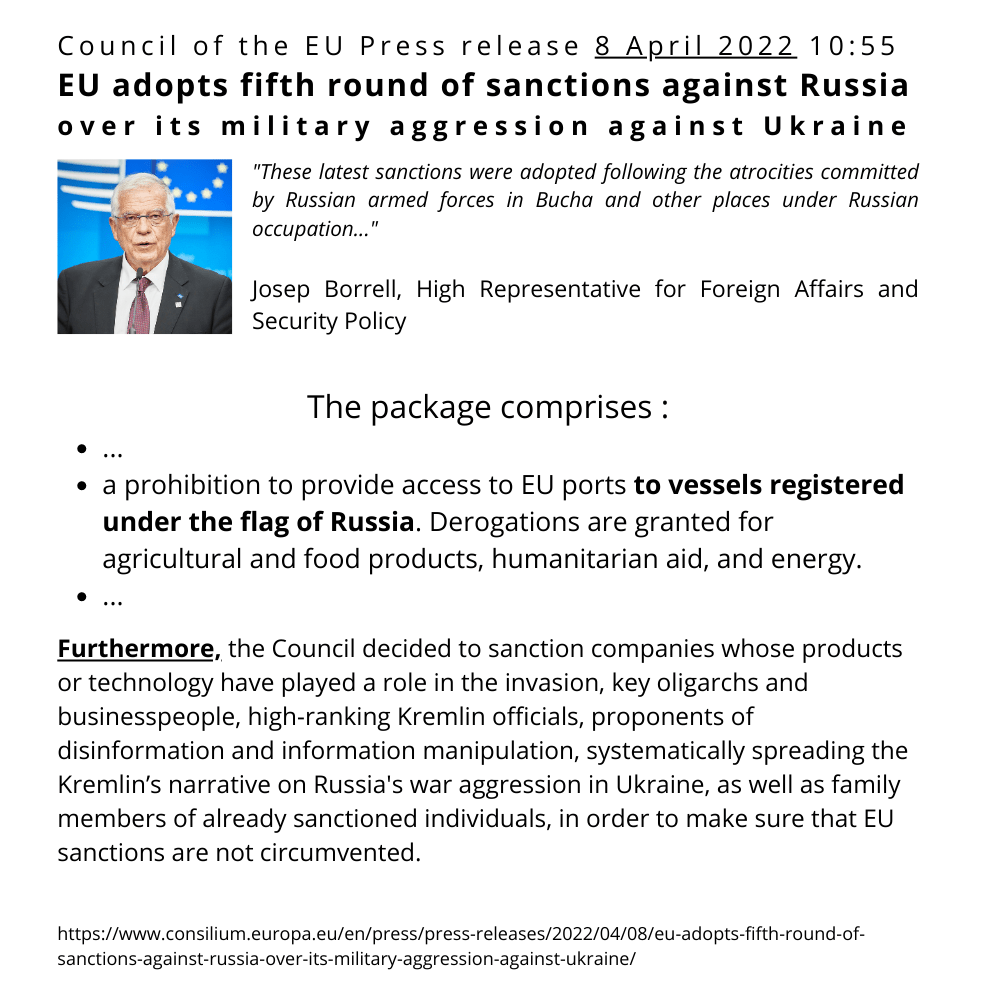 Michel Balique, Amis des Grands Voiliers :  fith round of sanctions