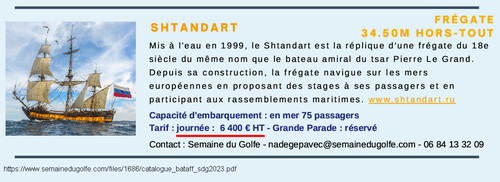 Escale à Calais : Prestation commerciale du Shtandart, navire russe embarquant 75 passagers en violation des sanctions européennes