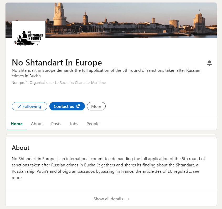 Shtandart on linkedin