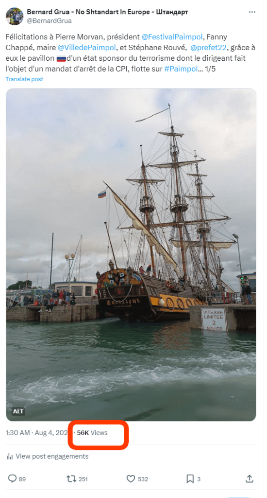 Shtandart, pavillon russe, flamme de guerre russe, Paimpol
