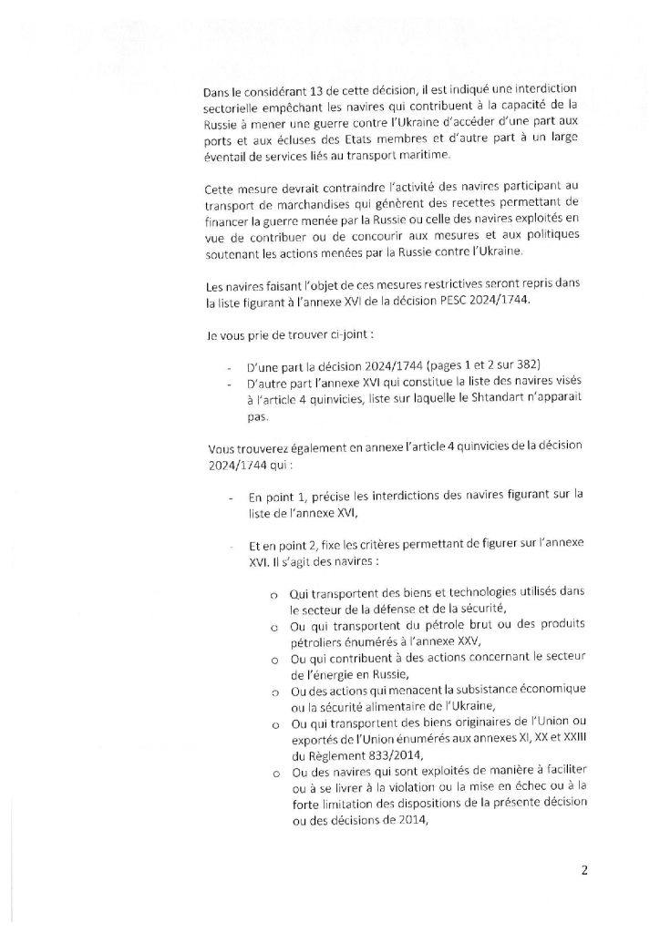 Lettre de Maitre Thierry Clerc, avocat, chef d'orchestre de la procédure-bâillon intentée par le russe Vladimir Martus, propriétaire occulte du navire Shtandart, contrevenant depuis le 16 avril 2022 aux mesures restrictives de l’Union européenne.