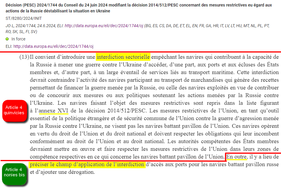 Attendu 13 de la Décision PESC 2024/1744, Thierry Clerc, avocat