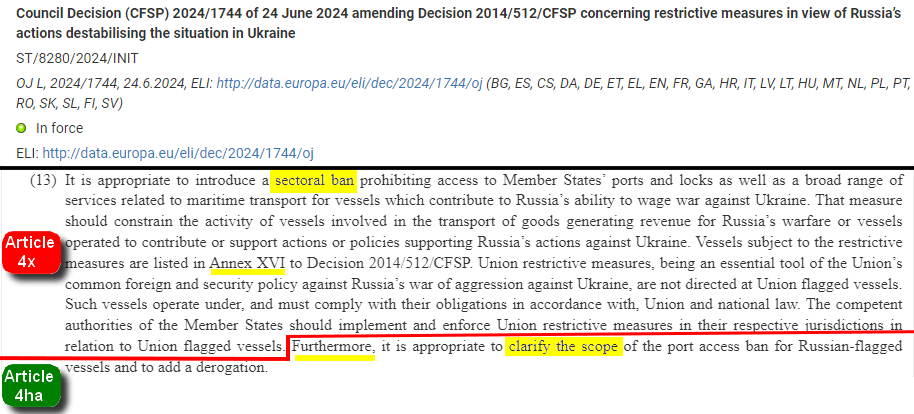 Thierry Clerc, lawyer: Council Decision (CFSP) 2024/1744 of 24 June 2024 amending Decision 2014/512/CFSP concerning restrictive measures. Paragaph 13