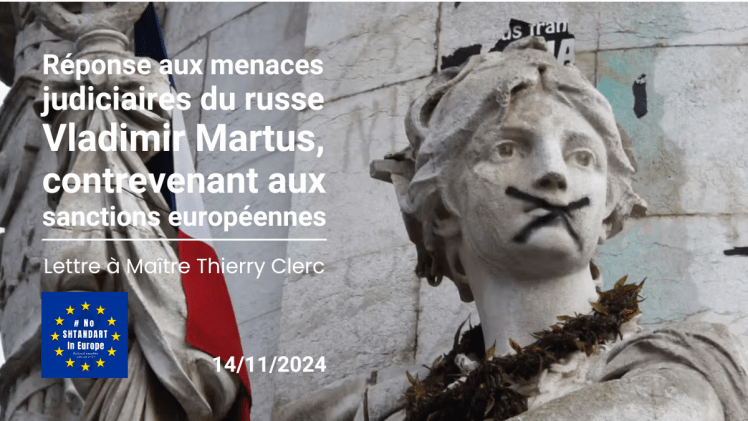 Thierry Clerc - Shtandart : menaces judiciaires du russe Vladimir Martus, contrevenant aux sanctions européennes