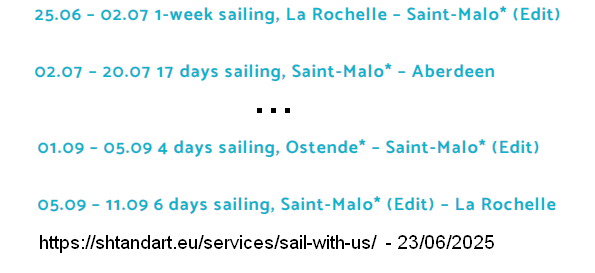 Shtandart continues to sell cruises departing from or arriving in Saint-Malo.