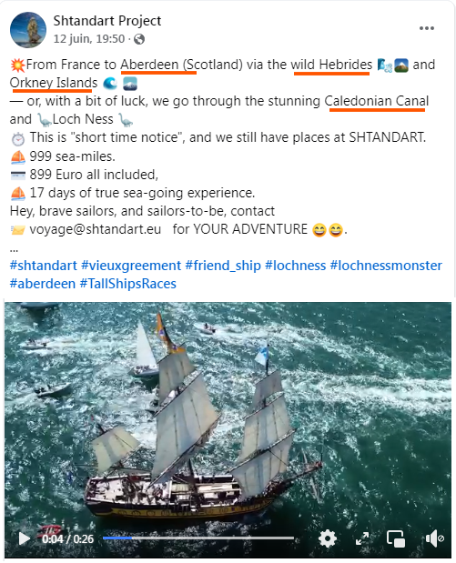 Sthandart travel plan, Saint-Malo to Aberdeen