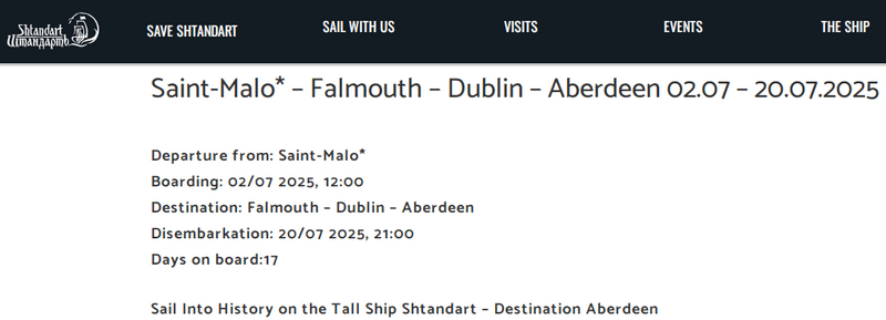 The Russian propaganda ship Shtandart (MMSI: 518999255) is expected to dock very soon, today or tomorrow, in Dublin.