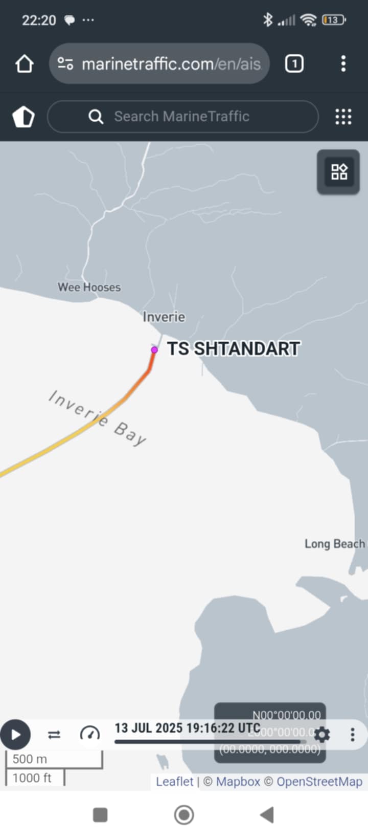Shtandart, 19:15 UTC in Inverie, Loch Nevis 1